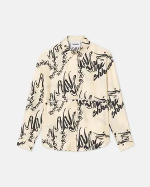 Adelie - Sale Printed Silk-Twill Shirt - Creme