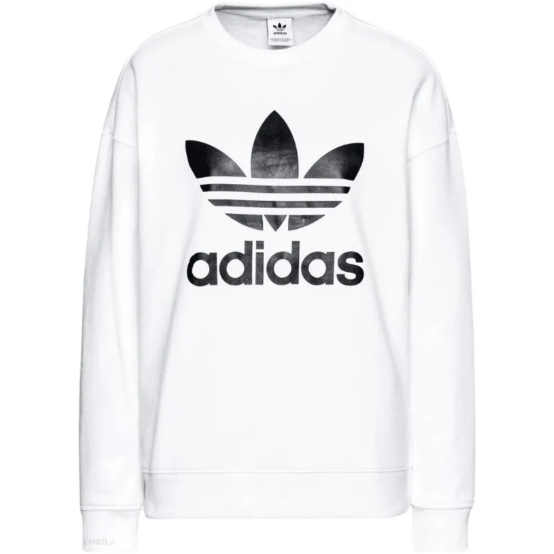 Adidas Womens Trefoil Crewneck White Sweatshirt