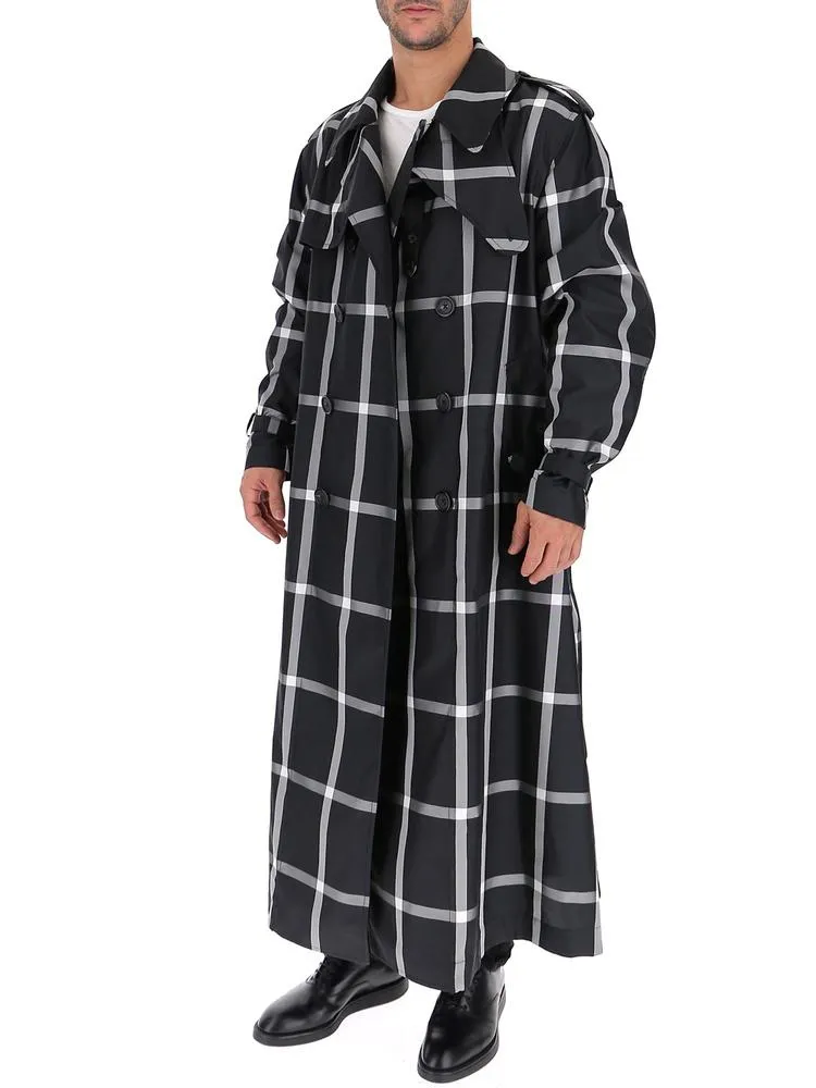 Alexander McQueen Check Print Belted Trench Coat