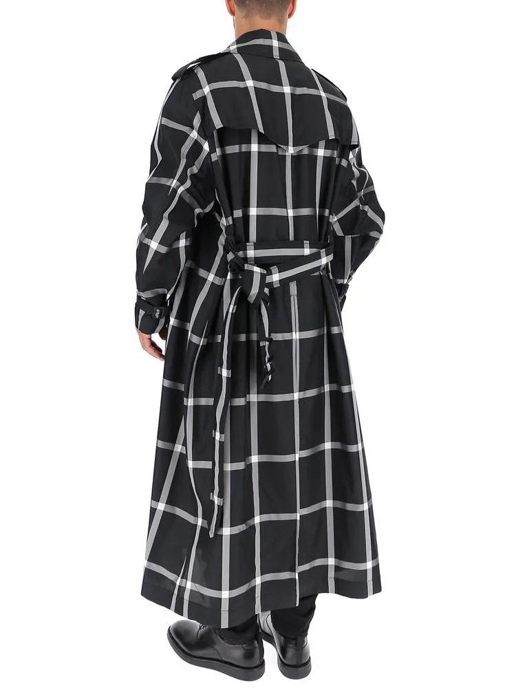 Alexander McQueen Check Print Belted Trench Coat