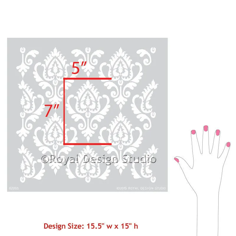 Anika Ikat Damask Furniture Stencil