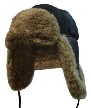 B3 Style Sheepskin Biggles Flying Hat Brown & Ginger