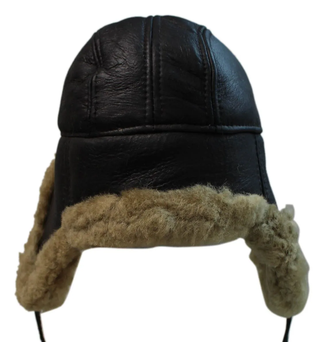 B3 Style Sheepskin Biggles Flying Hat Brown & Ginger