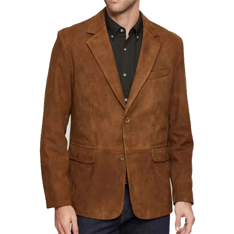 Best Looking Genuine Style Suede Leather Blazer Jacket