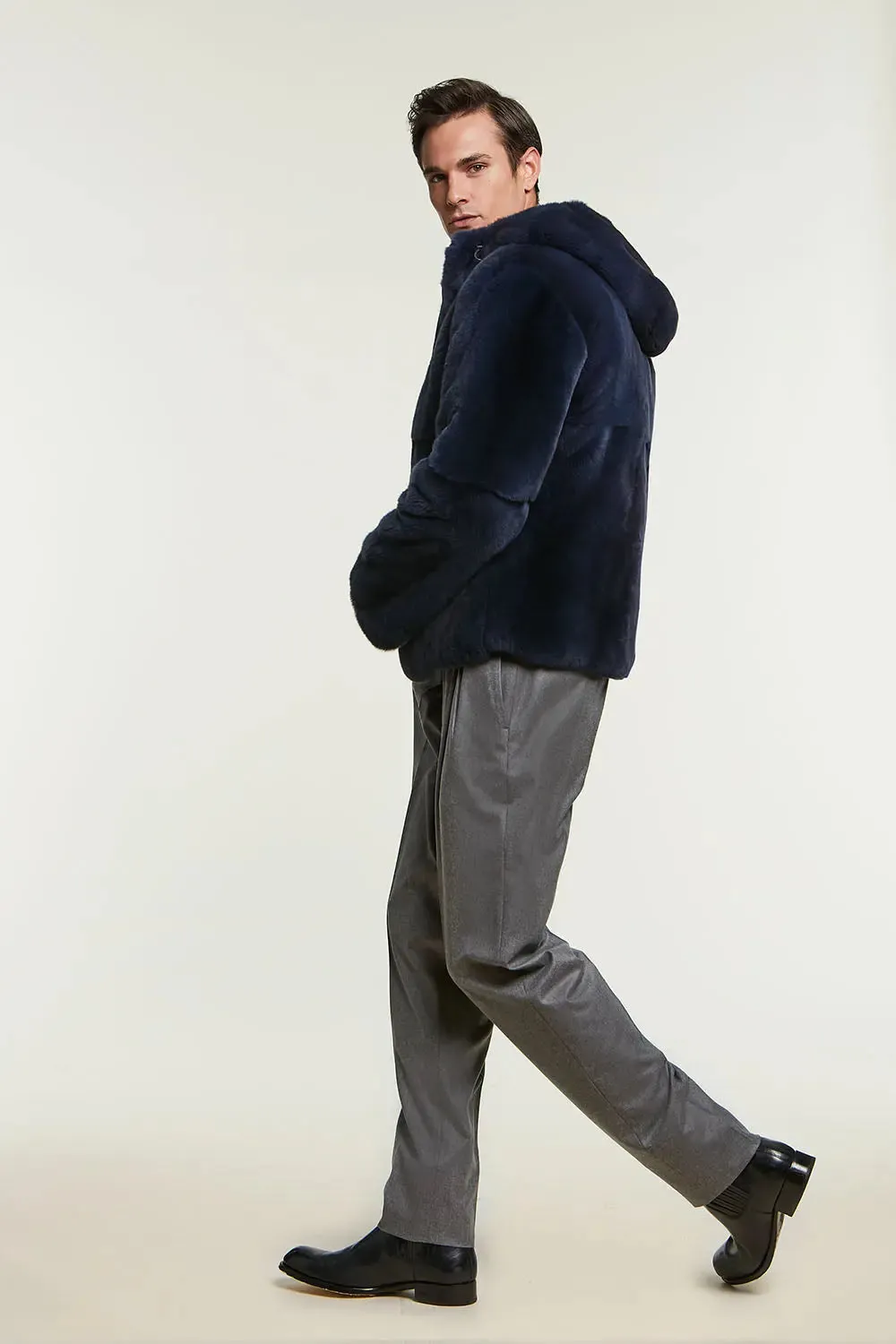 Blue fur jacket mens