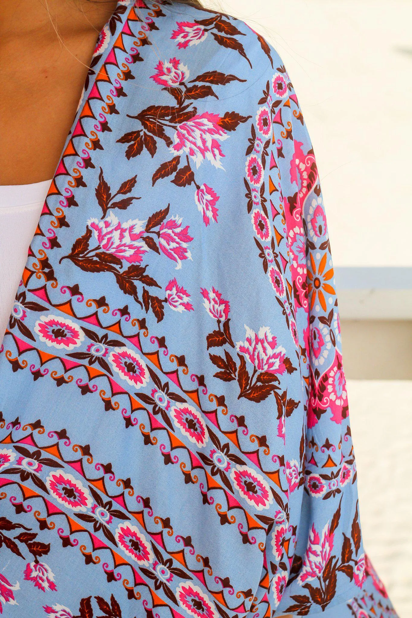 Blue Printed Kimono