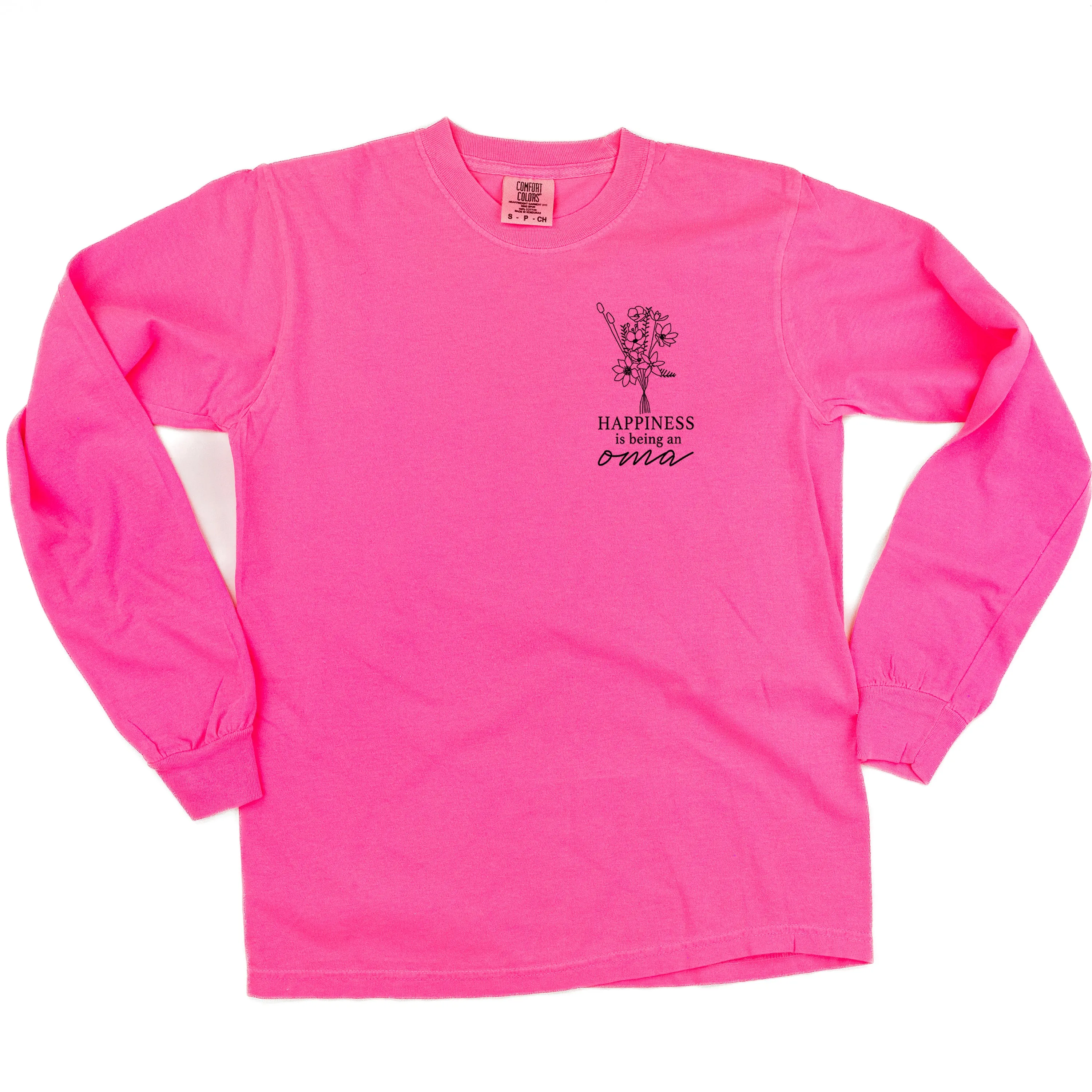 Bouquet Style - Happiness is Being a OMA - LONG SLEEVE COMFORT COLORS TEE