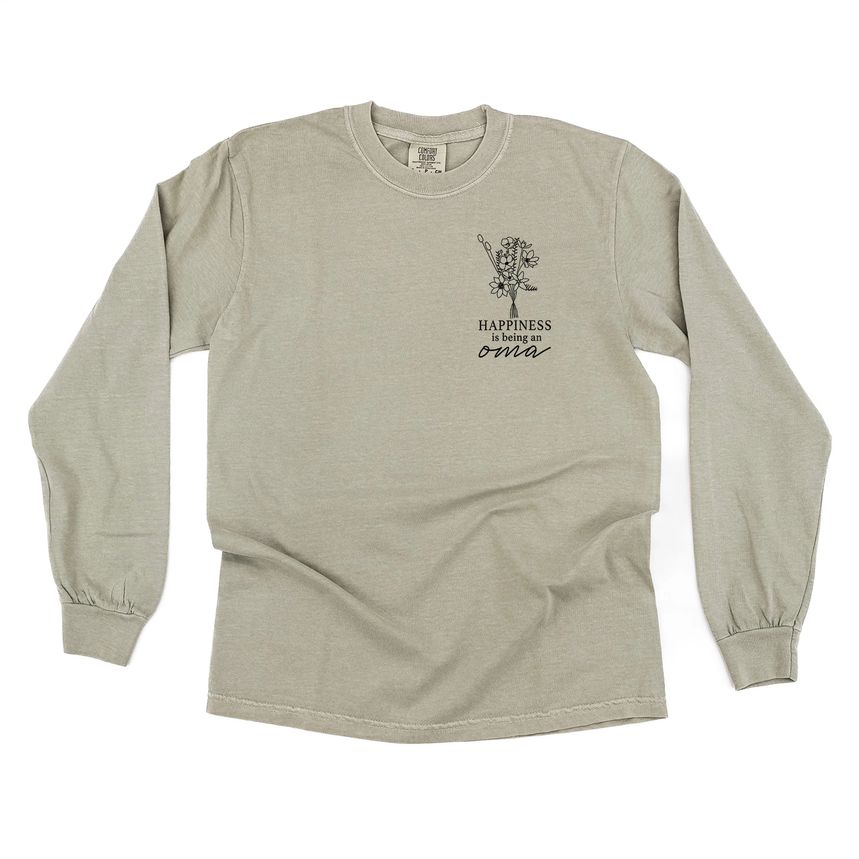 Bouquet Style - Happiness is Being a OMA - LONG SLEEVE COMFORT COLORS TEE