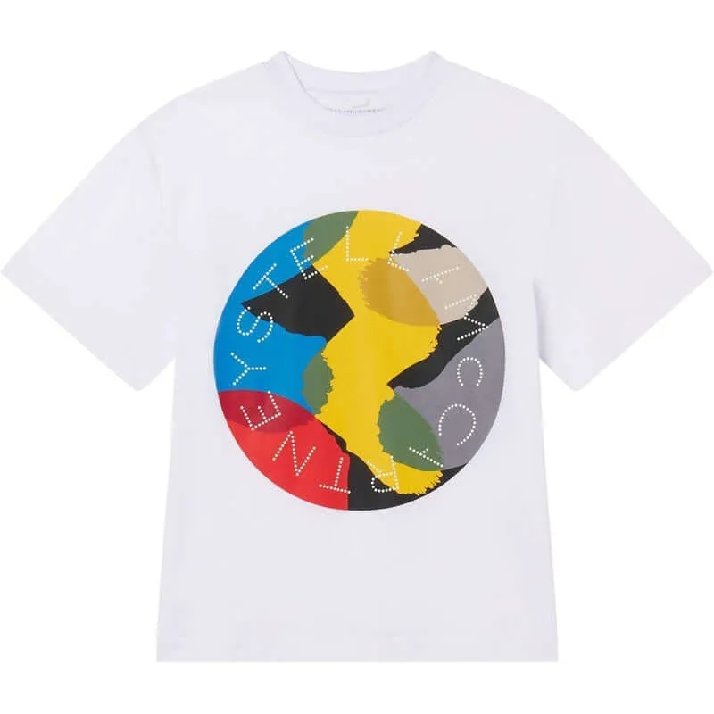 Boys White Cotton Camouflage T-Shirt