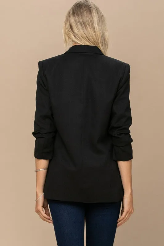 Brita Ruched Sleeve Blazer