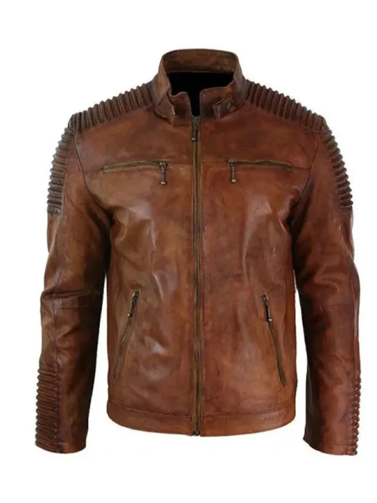 Cafe Racer Brown Retro Style Biker Leather Jacket