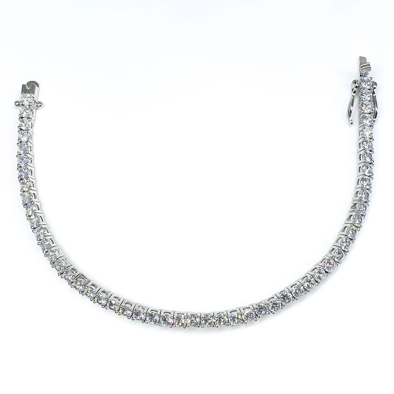 Cassidy Round CZ Silver Tennis Bracelet – 8in | 10ct