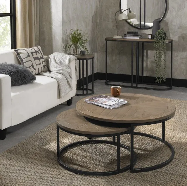 Chevron Weathered Ash Coffee Nest Of Tables