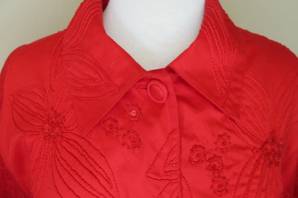 Chico's Chinese-Style Red Jacket Size 3