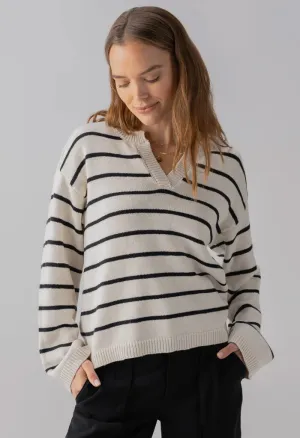 Chill Vibes Sweater-Chalk/Black Stripe