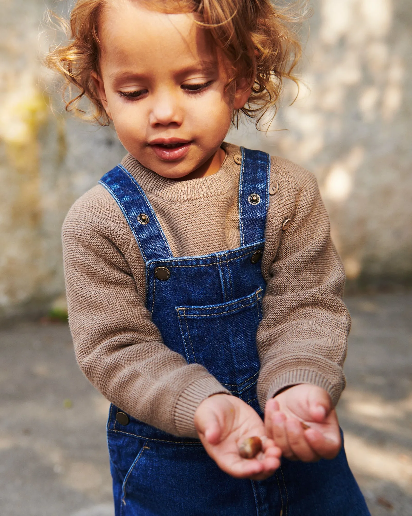 Cotton Knit Jumper - Little - Beige Melange