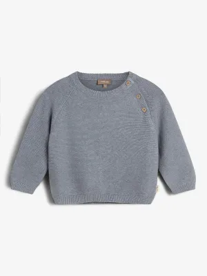 Cotton Knit Jumper - Little - Blue Melange