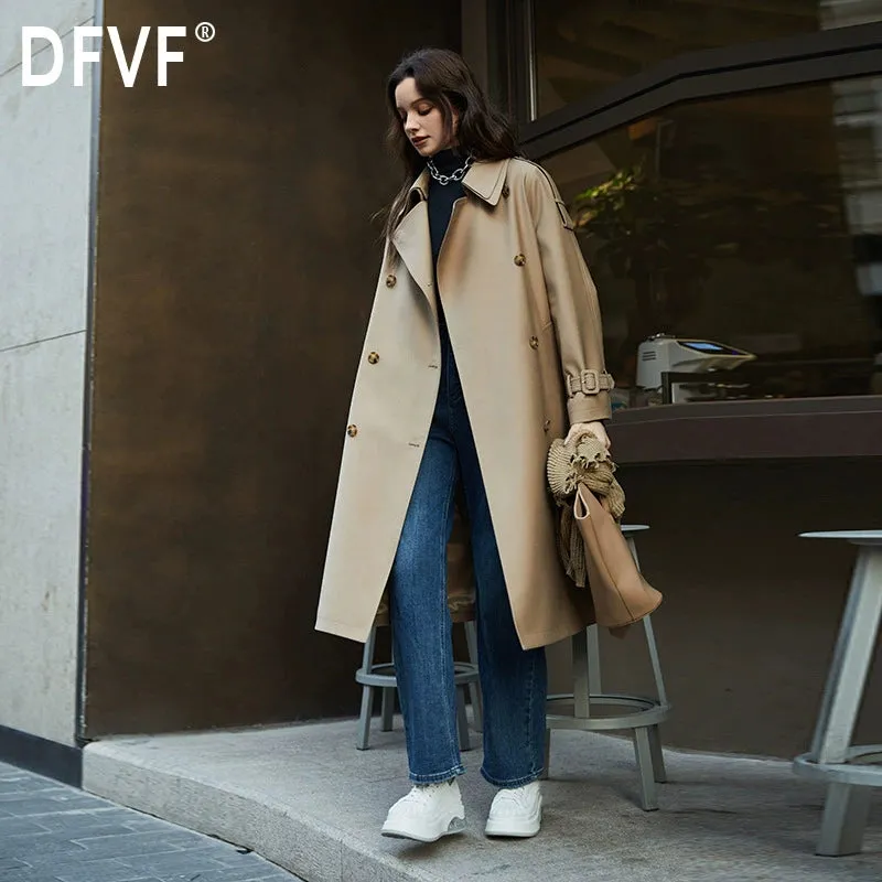 Detachable Double Collar Extended Trench Coat Retro British Style Coat 2024 Spring & Fall New Arrival