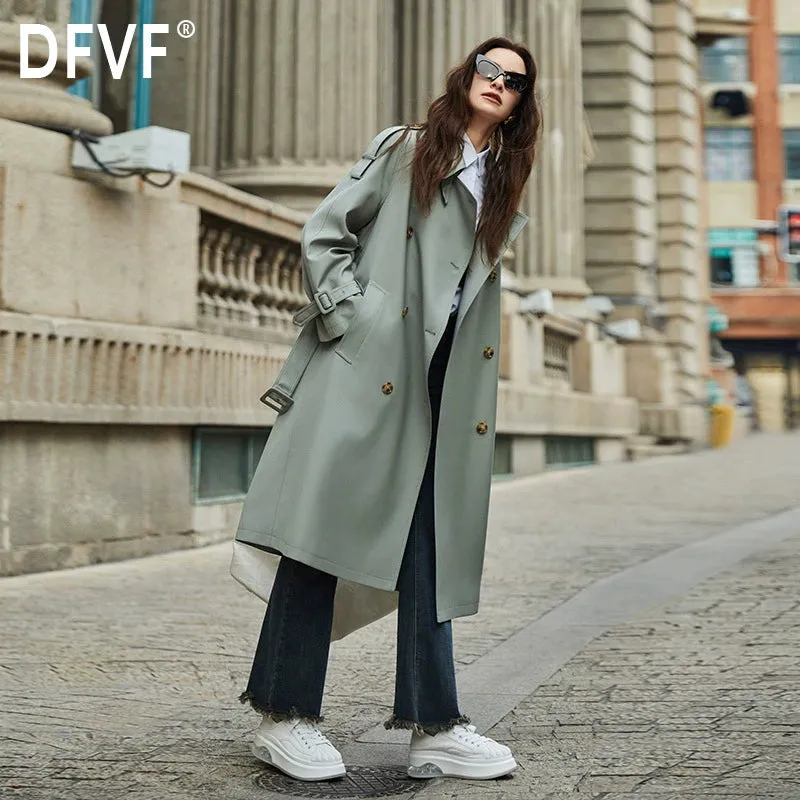 Detachable Double Collar Extended Trench Coat Retro British Style Coat 2024 Spring & Fall New Arrival