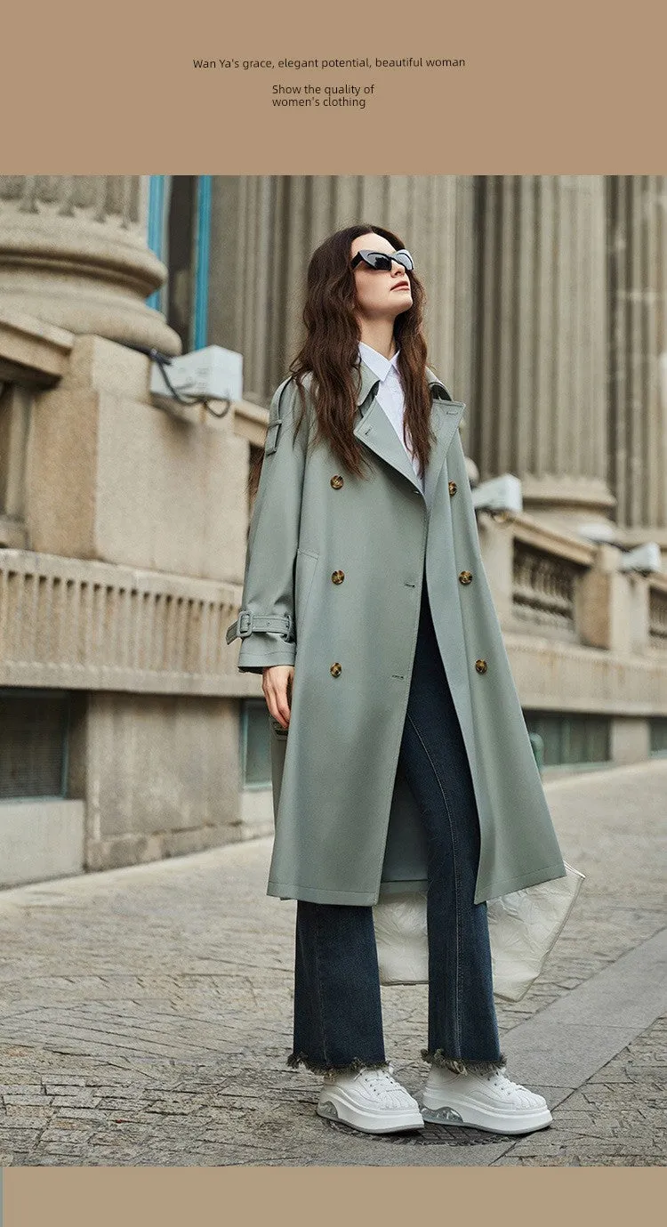 Detachable Double Collar Extended Trench Coat Retro British Style Coat 2024 Spring & Fall New Arrival