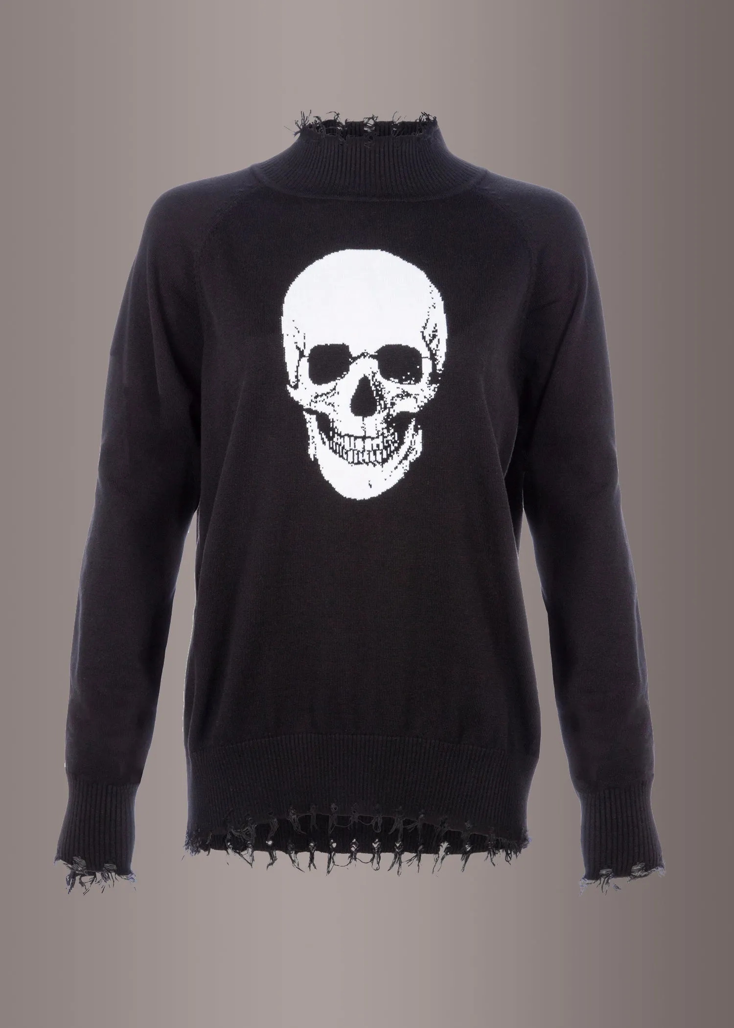 Distressed Skull Knit Sweater