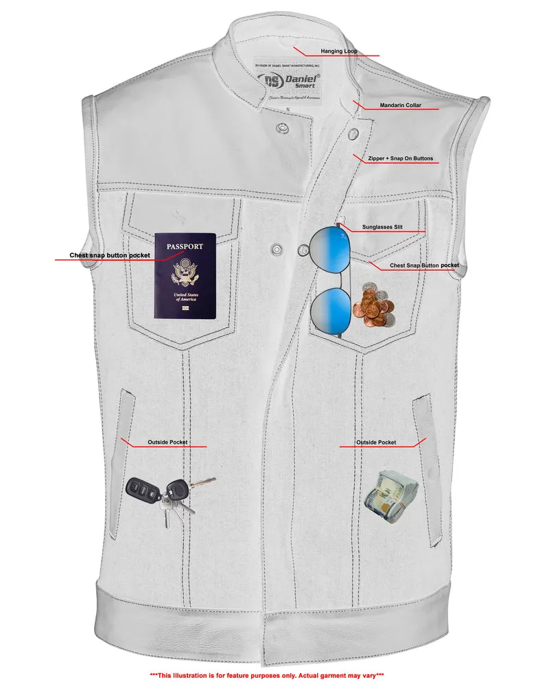 DM900 Men's Leather/Denim Combo Vest