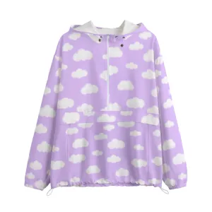 Dreamy Clouds Unisex Half-Zip Anorak Jacket (Lilac)