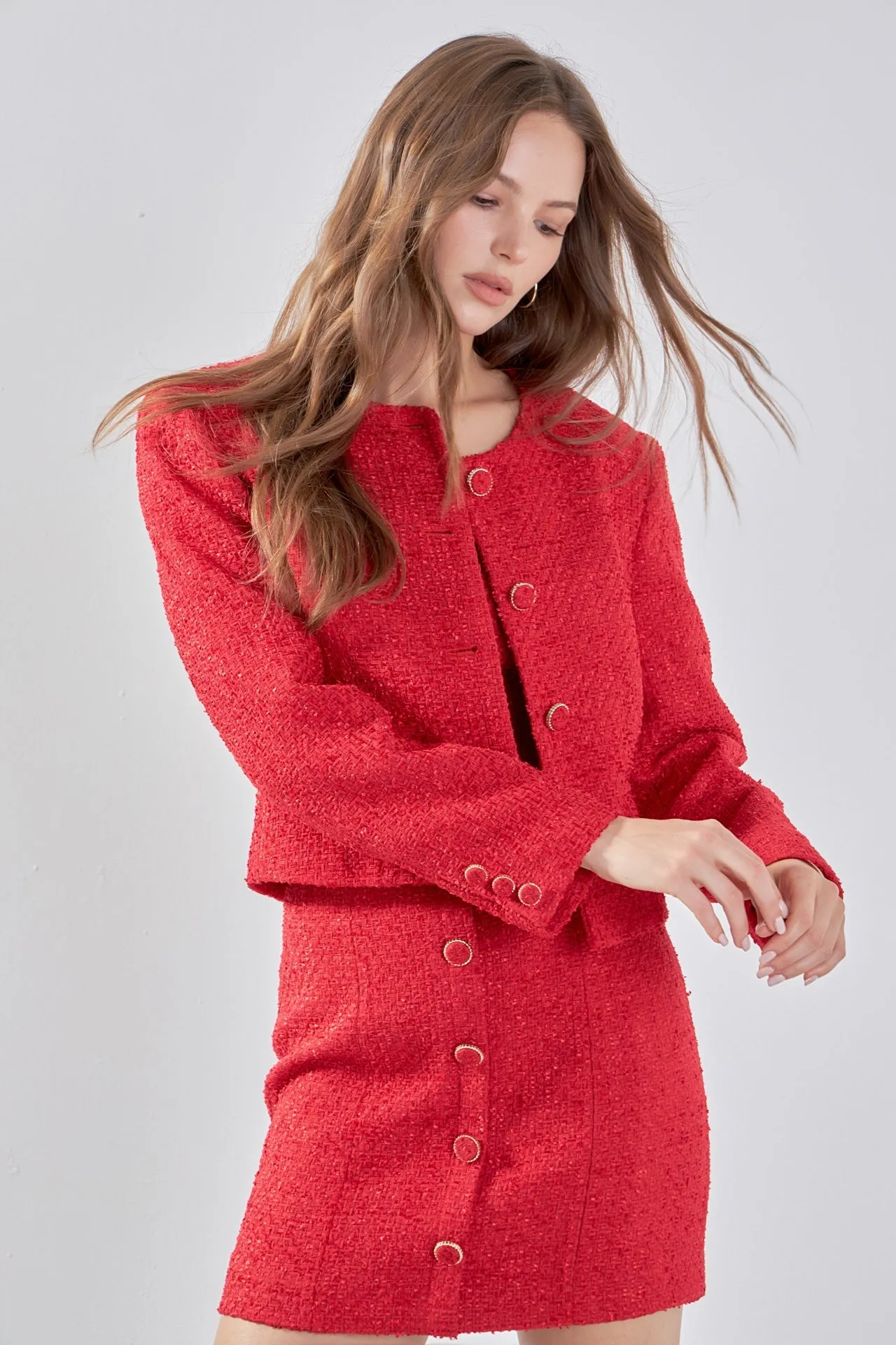 Endless Rose - Tweed Buttoned Jacket