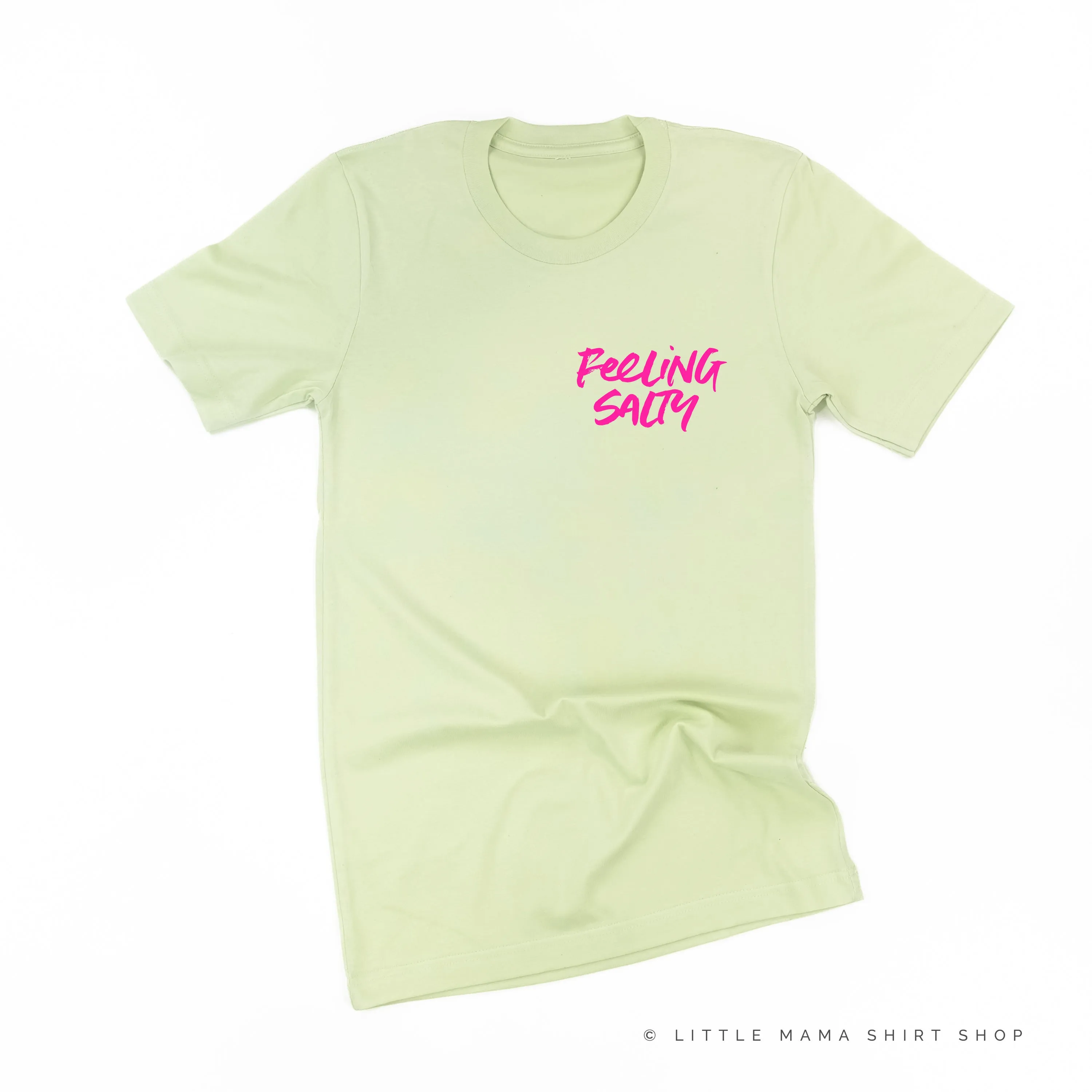 FEELING SALTY POCKET DESIGN FRONT / OCEAN SUNSET BACK- Unisex Tee