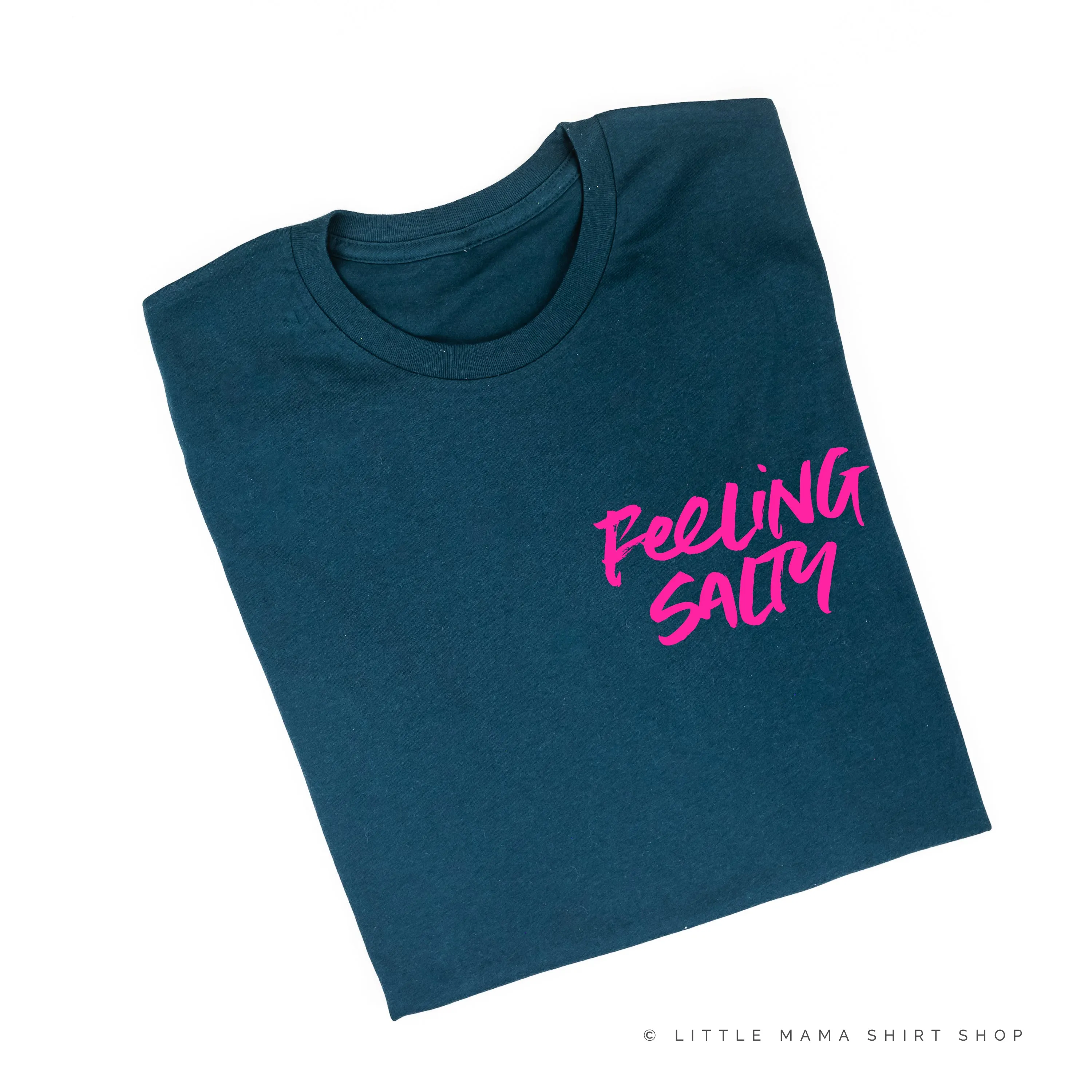 FEELING SALTY POCKET DESIGN FRONT / OCEAN SUNSET BACK- Unisex Tee