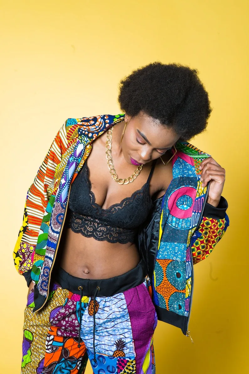 Festival Hippie African Print Unisex Jacket, Sustainable Clothing