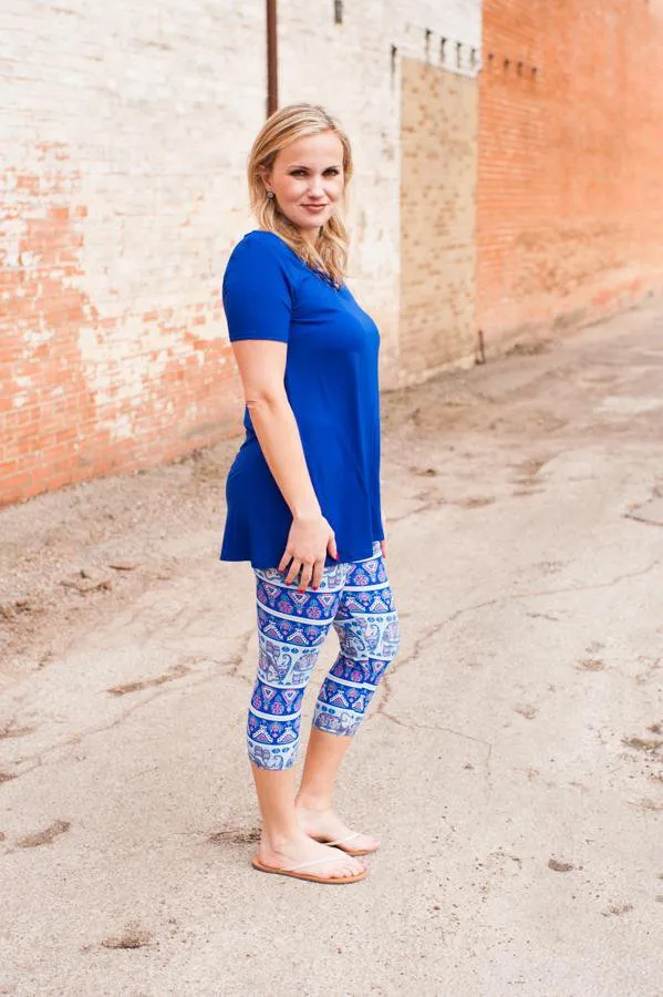 Genevieve Criss-Cross Denim Blue Top