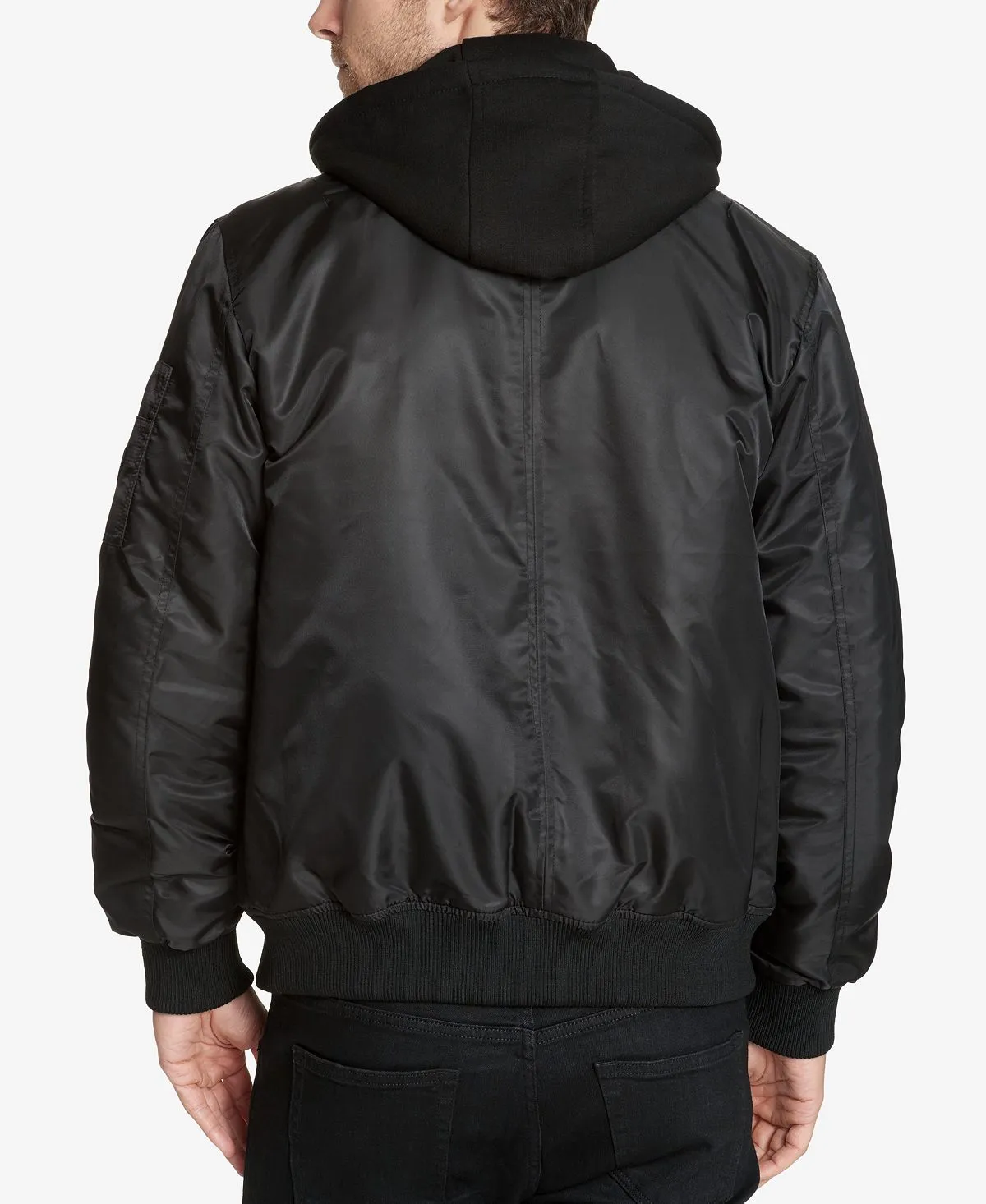 GUESS Men's Bomber Jacket with Removable Insert Hood