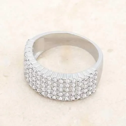 Gwen 1ct CZ Rhodium Wide Ring