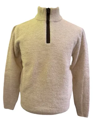 Hagen Wool Blend Boucle 1/4 Zip Beige