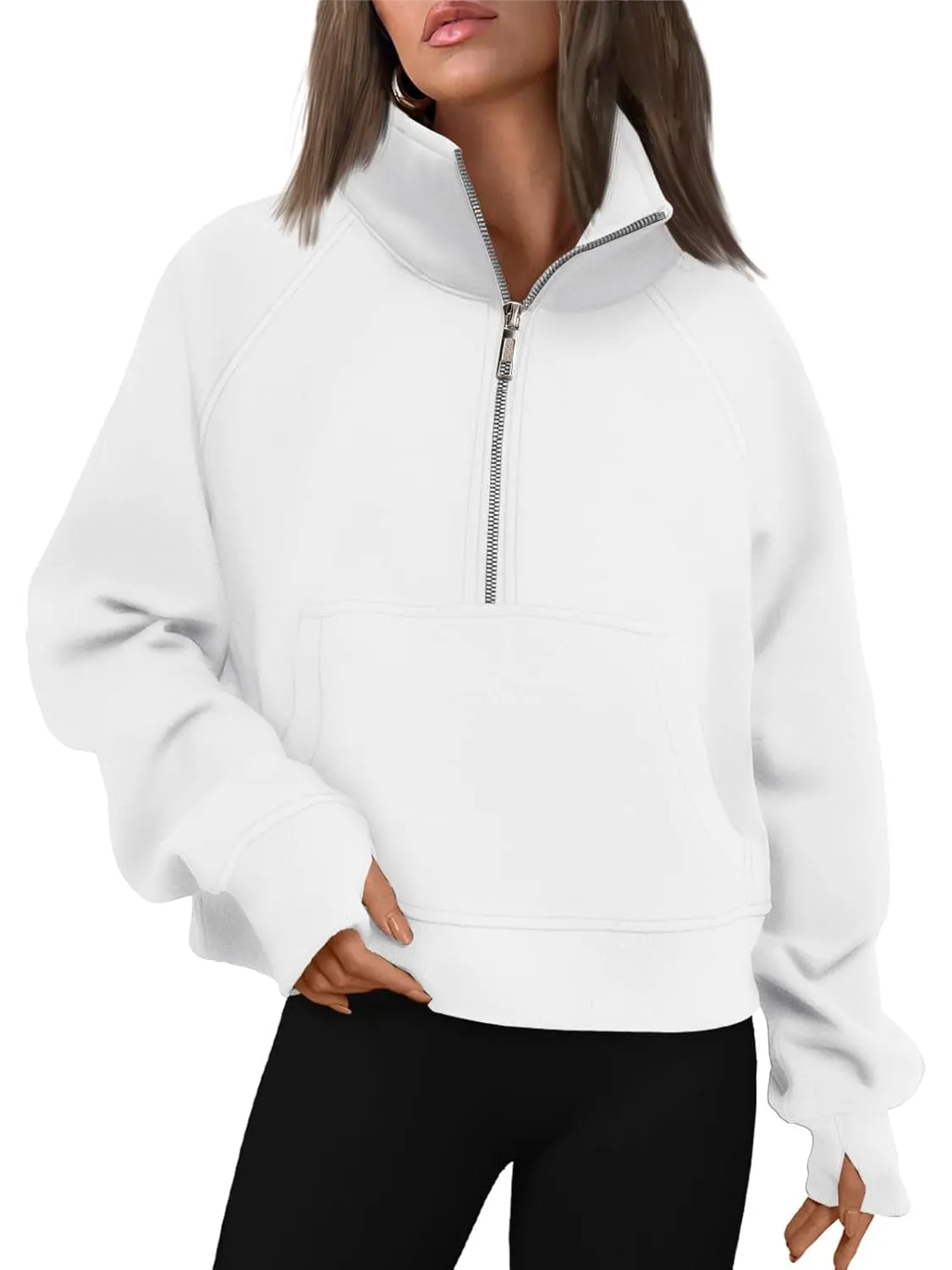 Half Zip Cropped Pullover Top