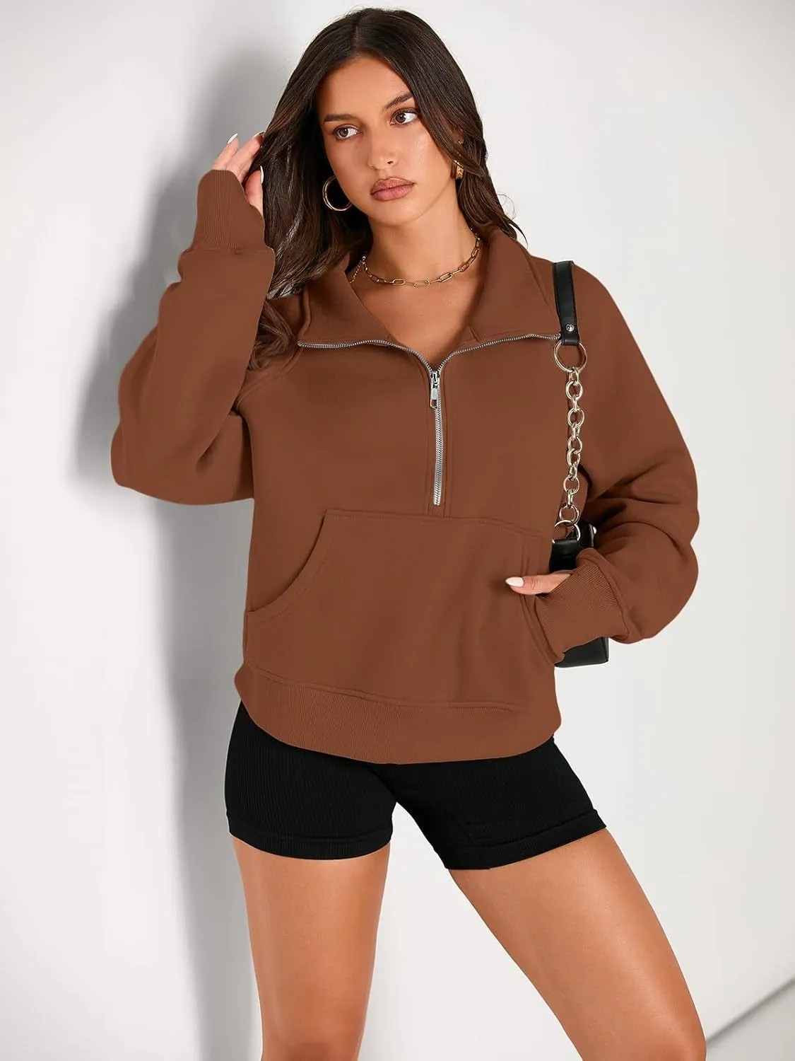 Half Zip Cropped Pullover Top