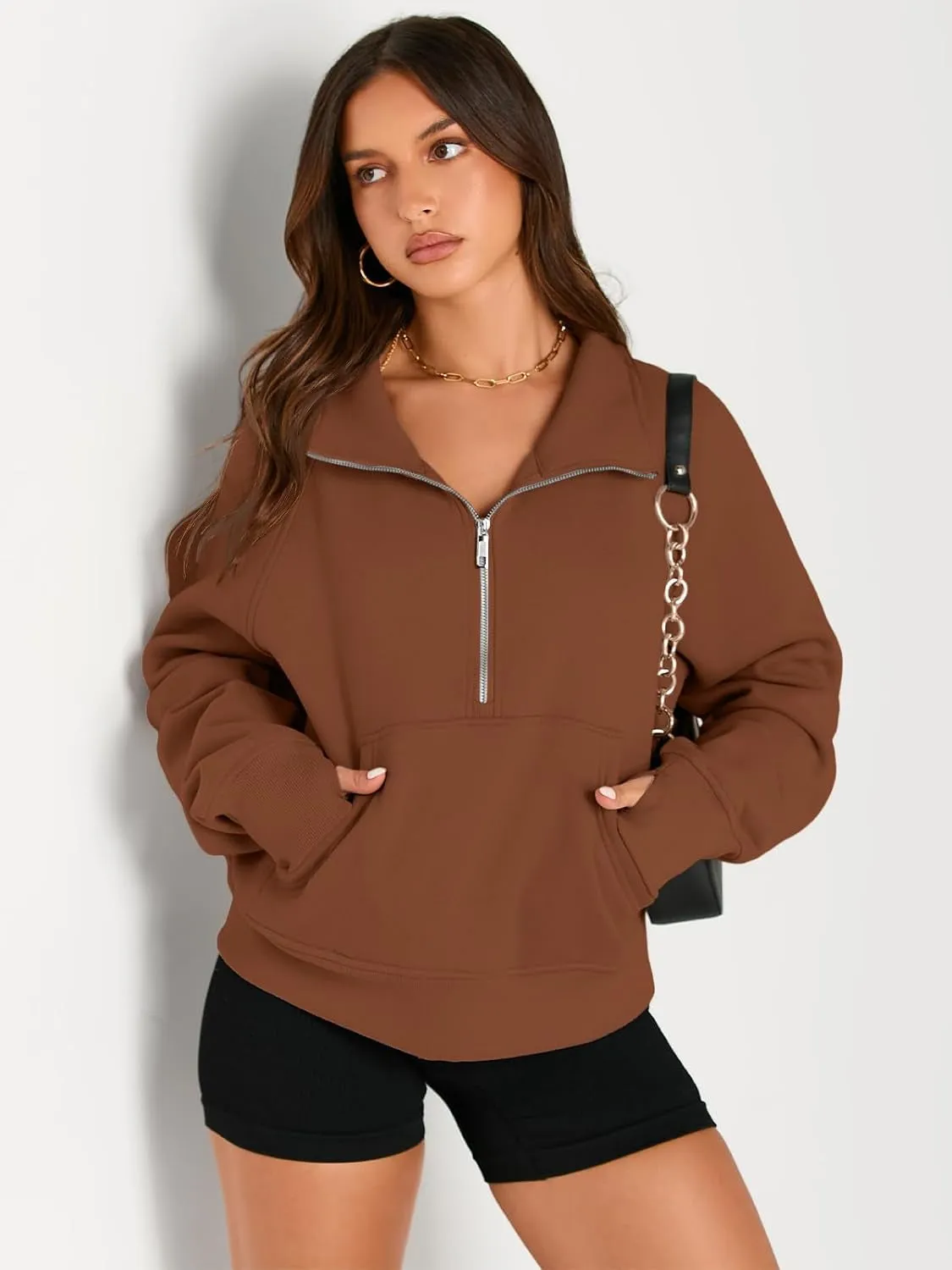 Half Zip Cropped Pullover Top