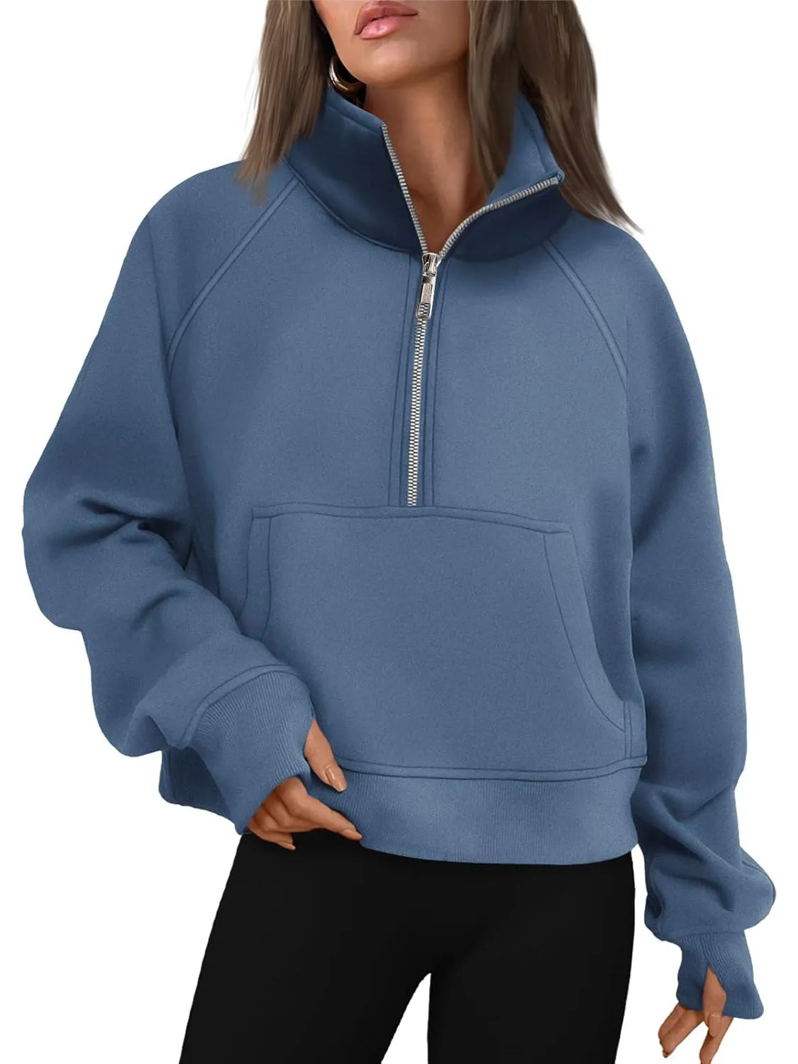 Half Zip Cropped Pullover Top