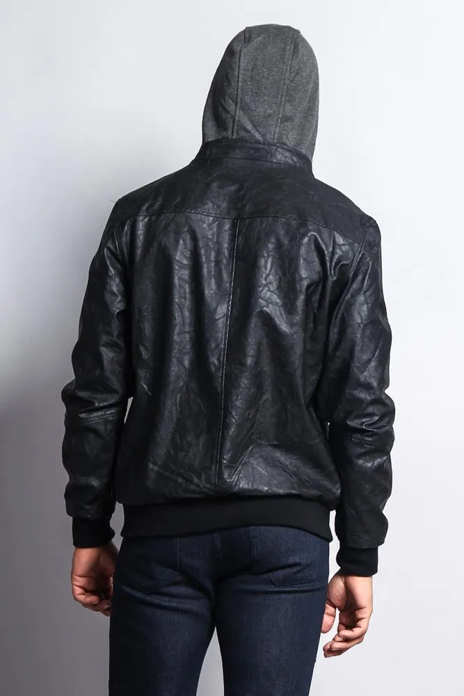 Hooded PU Jacket