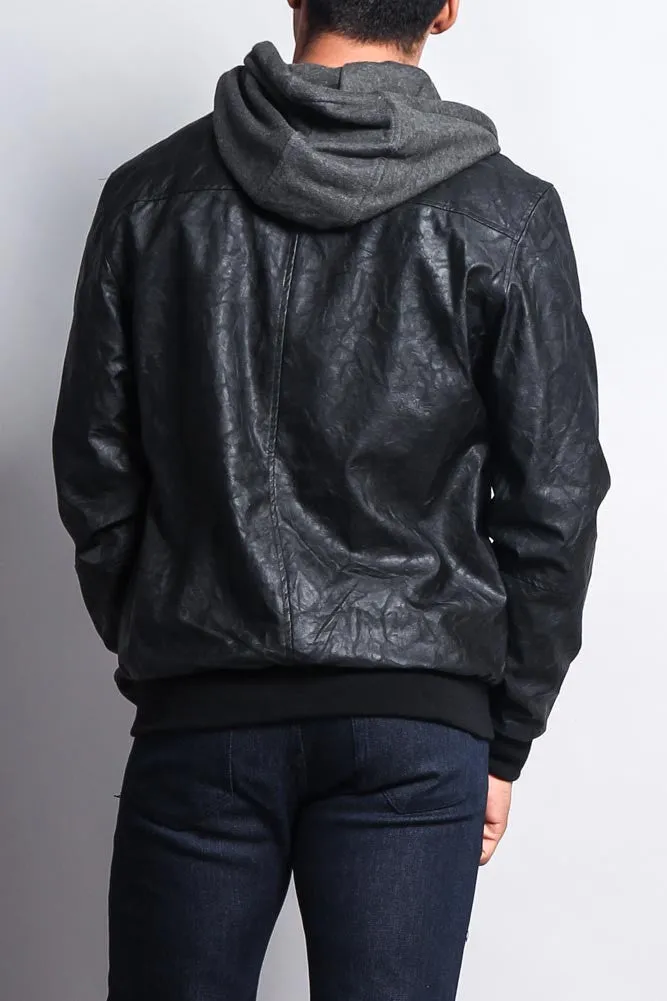 Hooded PU Jacket