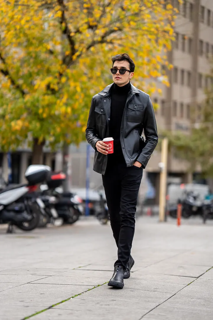 Iconic Men's Black Leather Coat