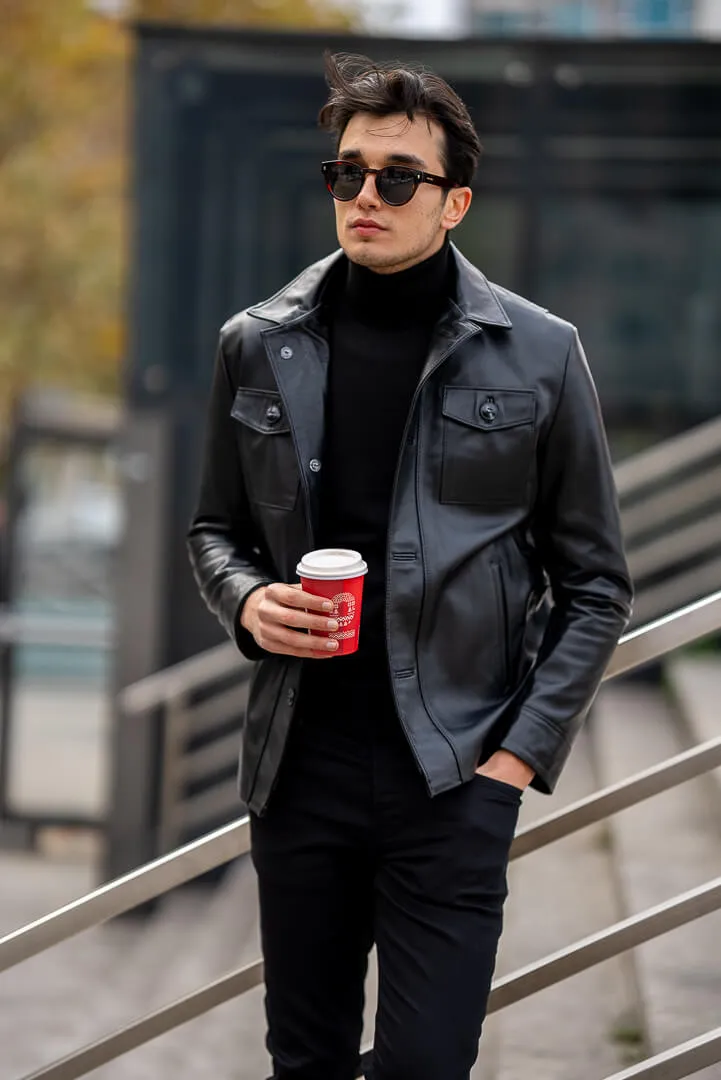 Iconic Men's Black Leather Coat