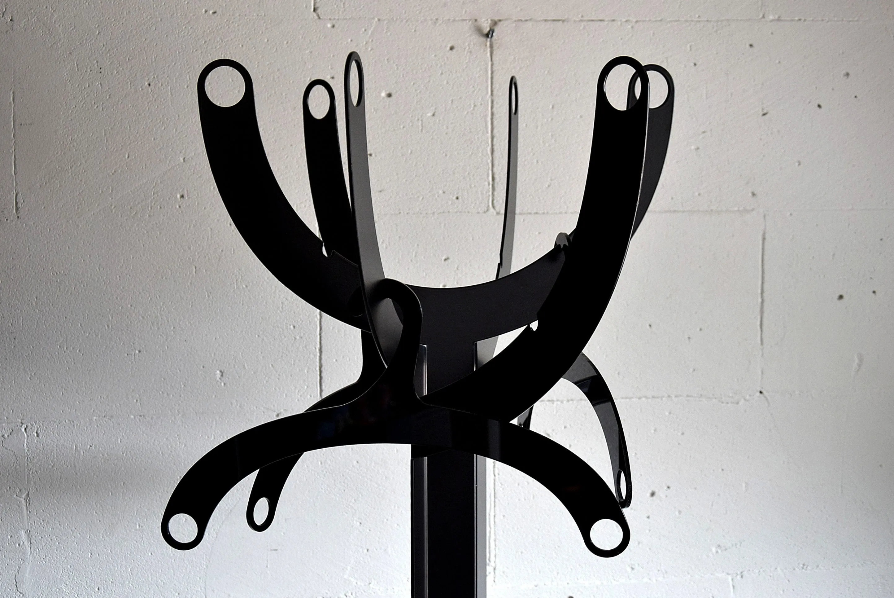 Italian Post Modern Black Metal Coat Stand