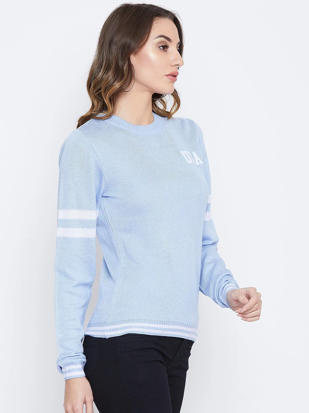 JUMP USA Women Blue Solid Sweaters