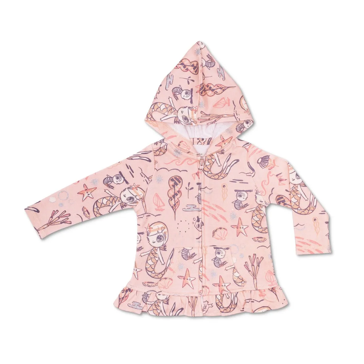 KEFE Ruffle Hoodie - Pink Mermaid