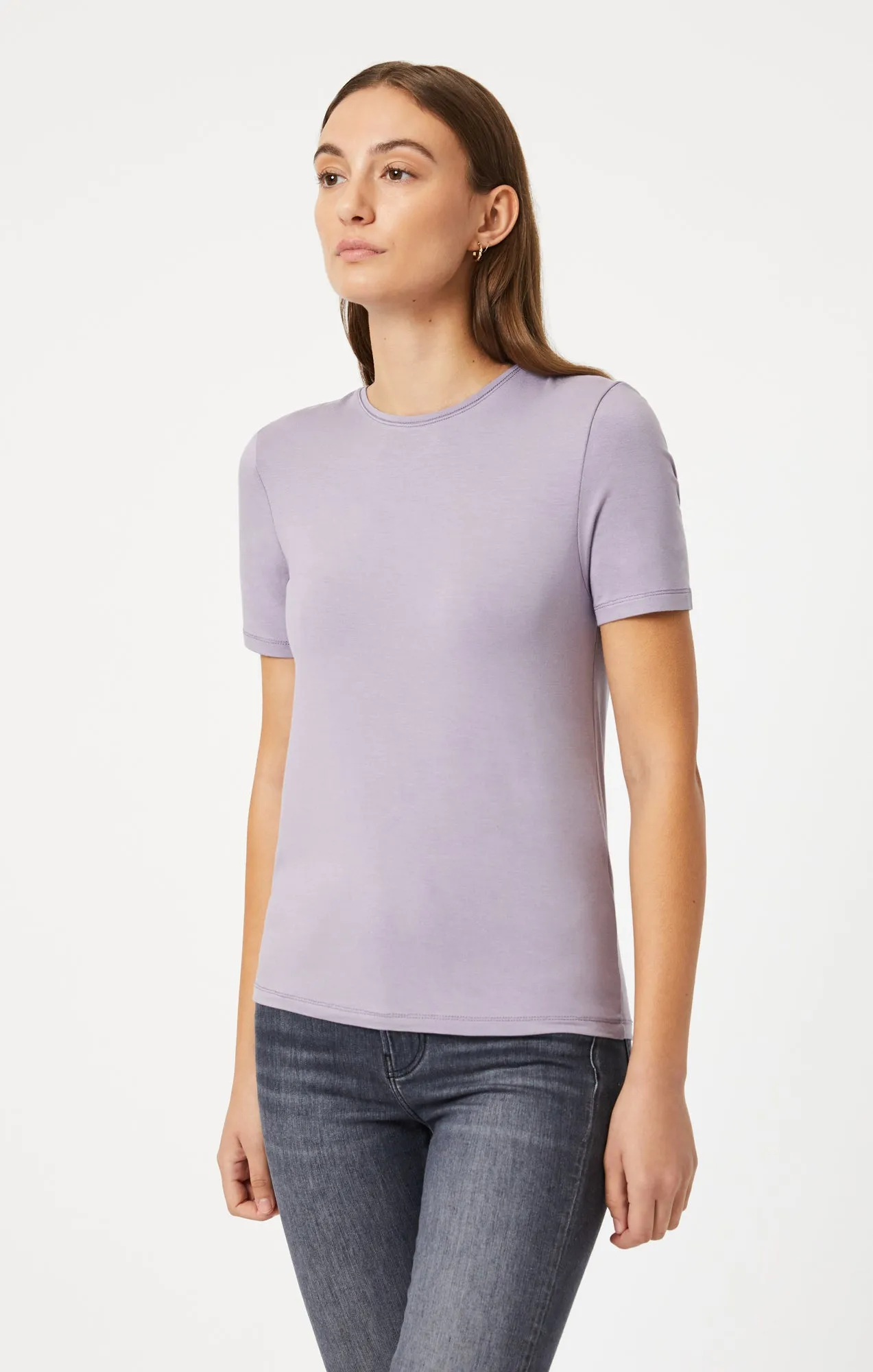 LUXE CREW NECK T-SHIRT IN LAVENDER GRAY