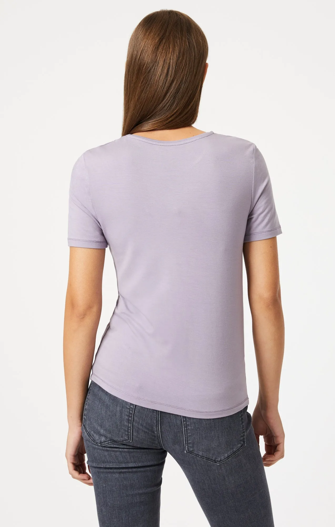 LUXE CREW NECK T-SHIRT IN LAVENDER GRAY