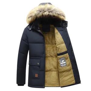 Men Jacket Parkas Coat Men Fur Collar Jacket Classic Casual