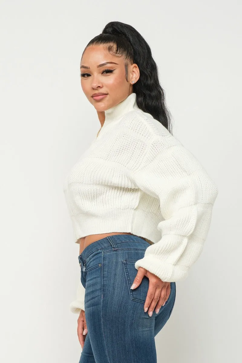 Michelin Sweater Top W/ Front Zipper - 2 colors